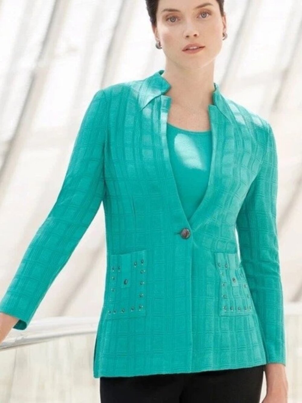 NWT Ming Wang Light Green Textured Jacket Cardigan